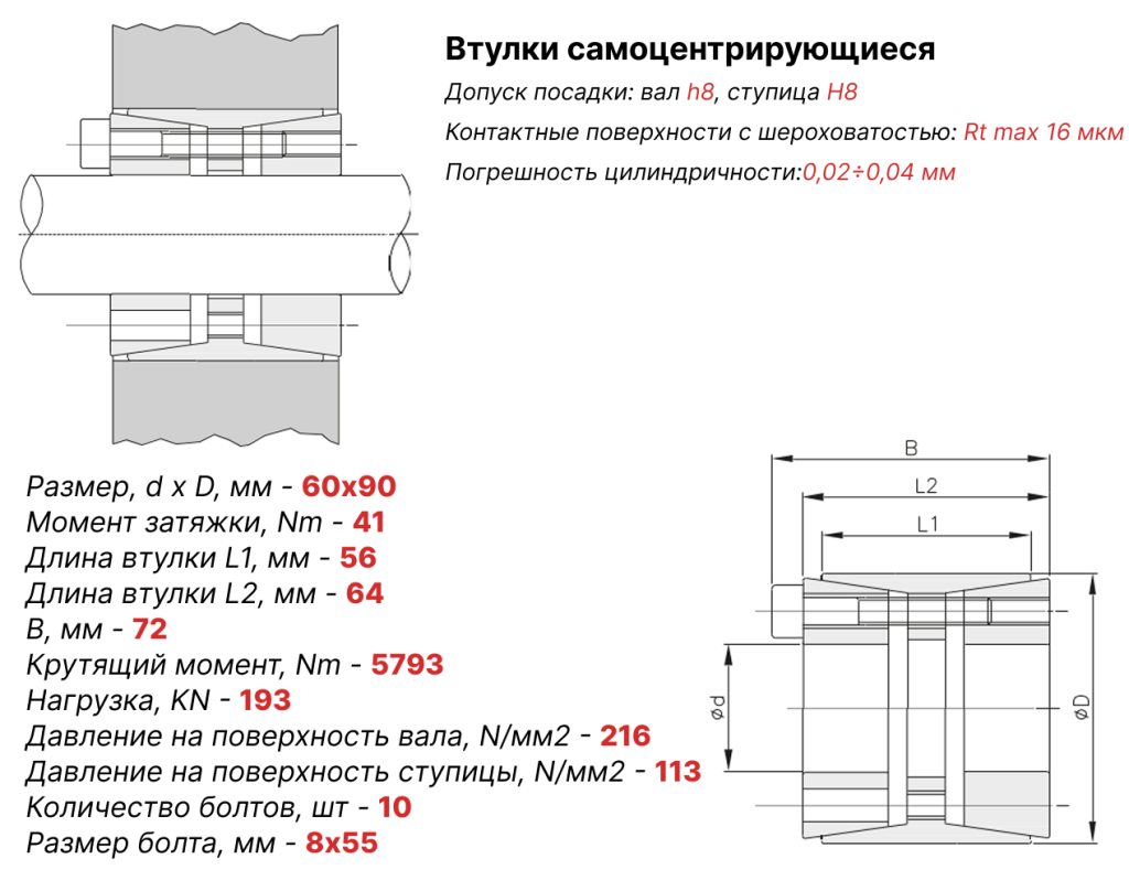 Чертеж втулка зажимная 60х90 Чертеж втулка зажимная 60х90